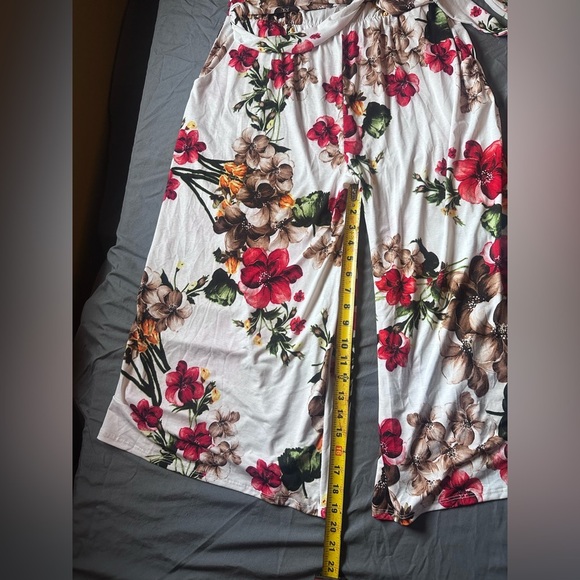Strapless Floral Wide Leg Tie Waist Romper Jumpsuit Size XL - Picture 7 of 12